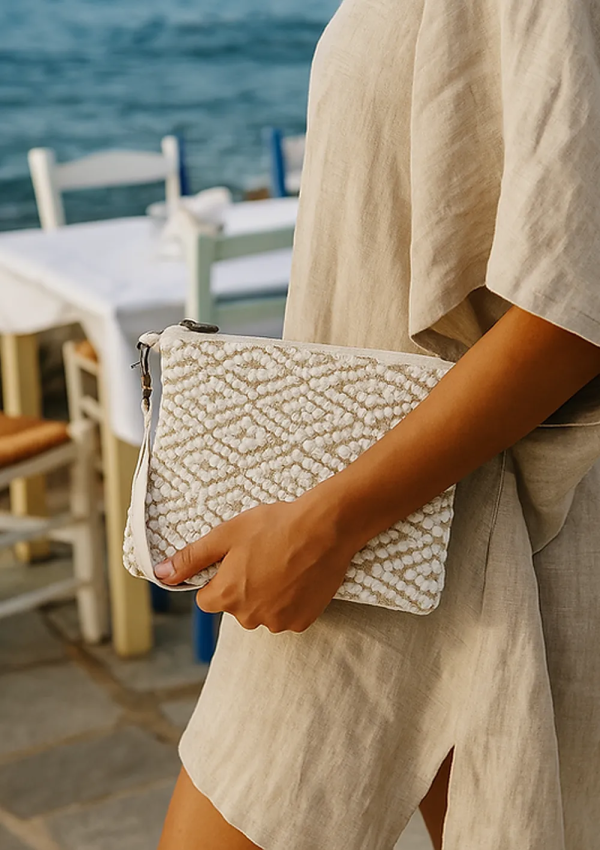 pochette losange blanc grec