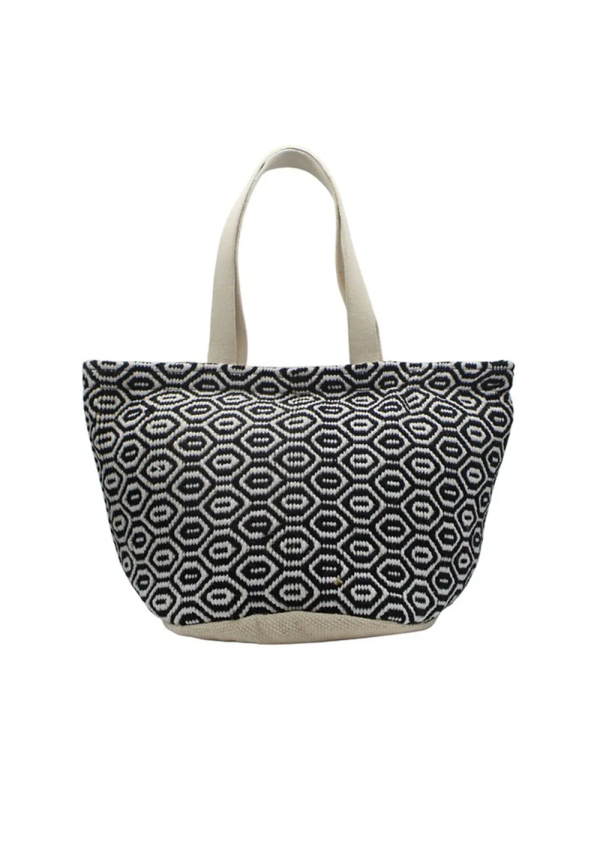 sac de plage motif losange noir