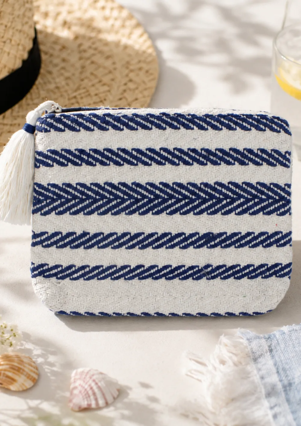 pochette grec bleue et blanche