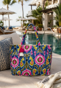 Sac de plage XXL bleu et fuchsia