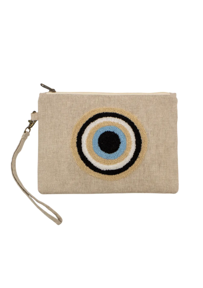 pochette beige avec œil grec