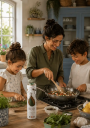 préparation plat avec huile olive extra vierge grecque