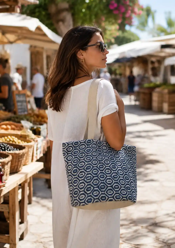 sac de plage bleu grec