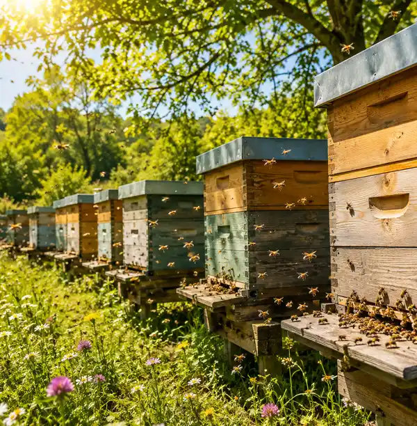 Ruches et abeilles en Grèce