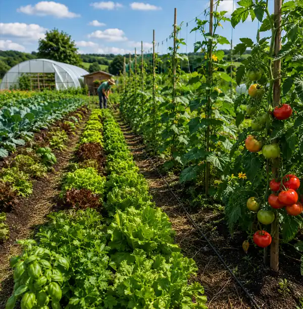 Exploitation maraichère avec des produits de saison